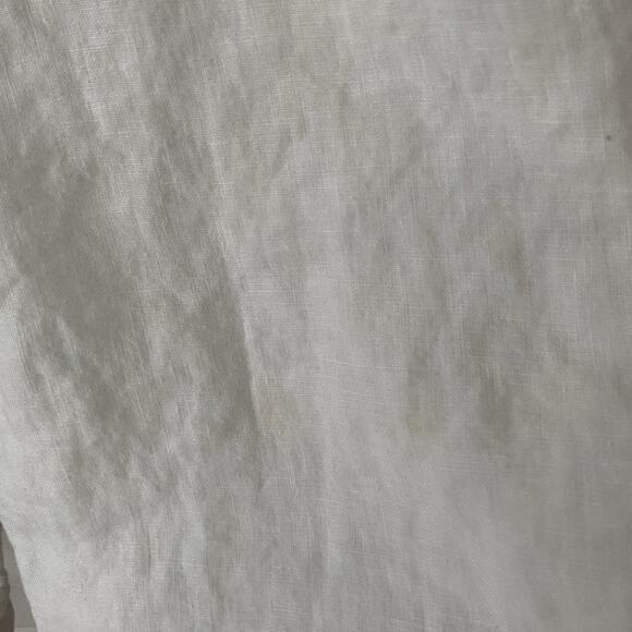 LL Bean Women’s Linen Blouse Size L White Button Down Coastal Preppy Career - Picture 4 of 6